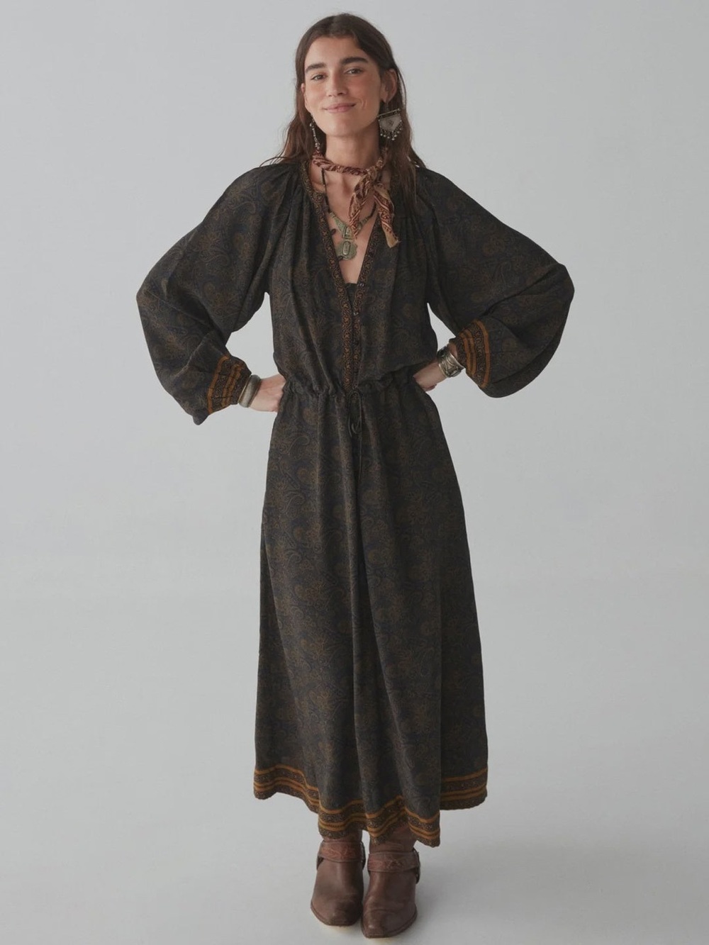 Maison Hotel Roberta Dress in Cachemira Moutarde size Medium Bohemian
